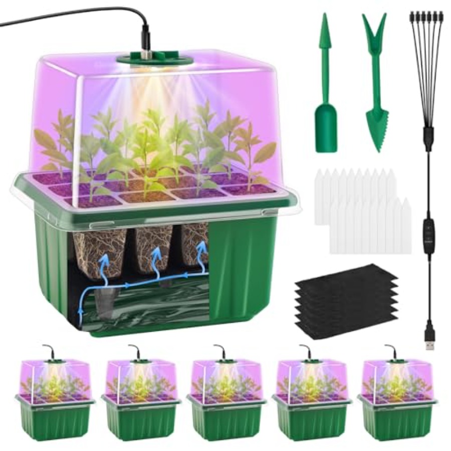 Humidity Dome Kit - Işıklı Tohum Başlangıç ​​Tepsisi 6'lı Paket