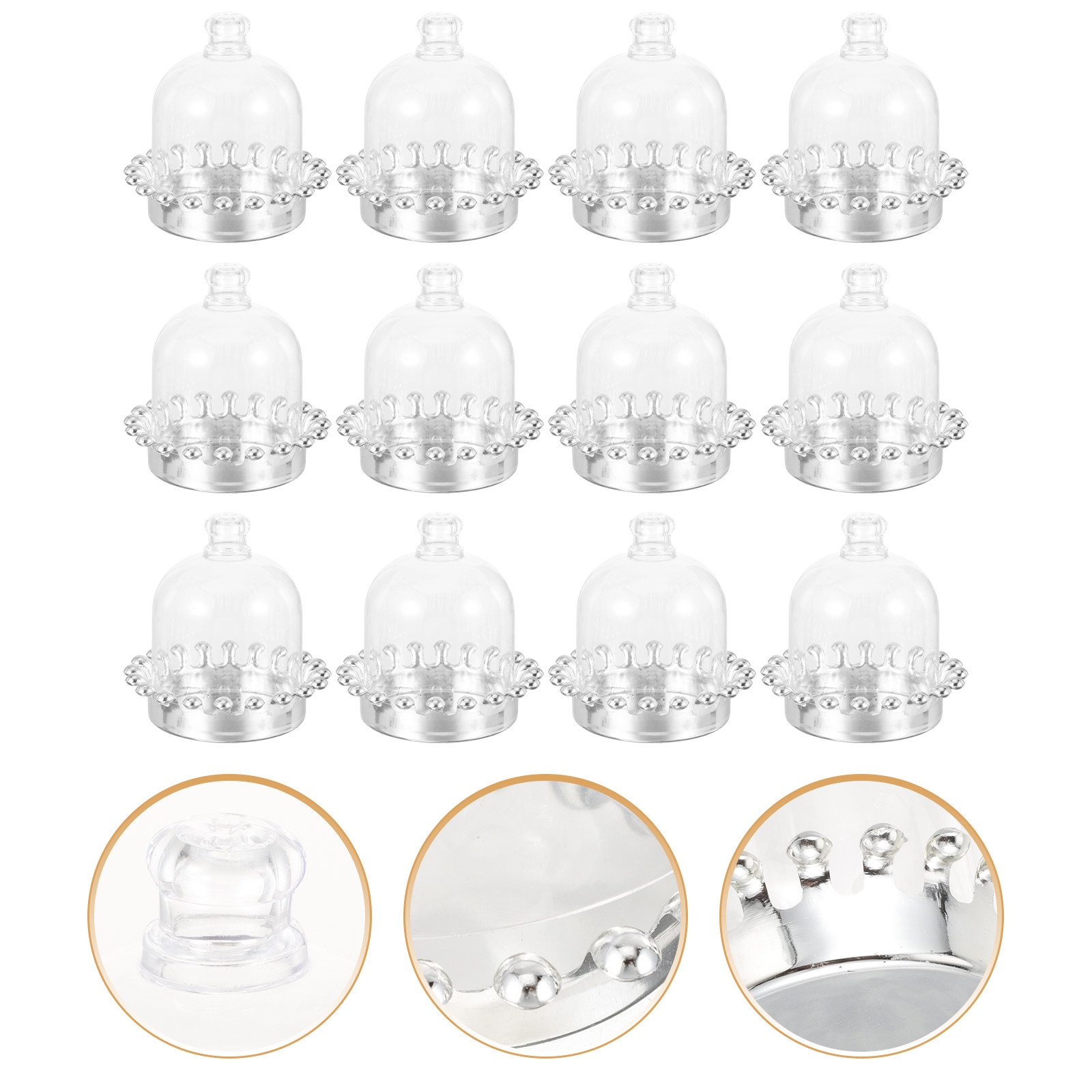 Plastic Dome Clear - 12 Adet Kek Standı Kubbe Kapağı